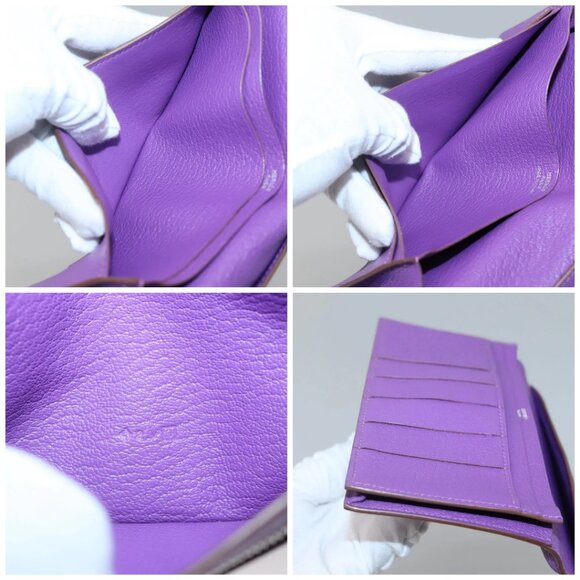 HERMES Bean Soufflé Wallet Shave Purple Auth yk19464V - Picture 15 of 16